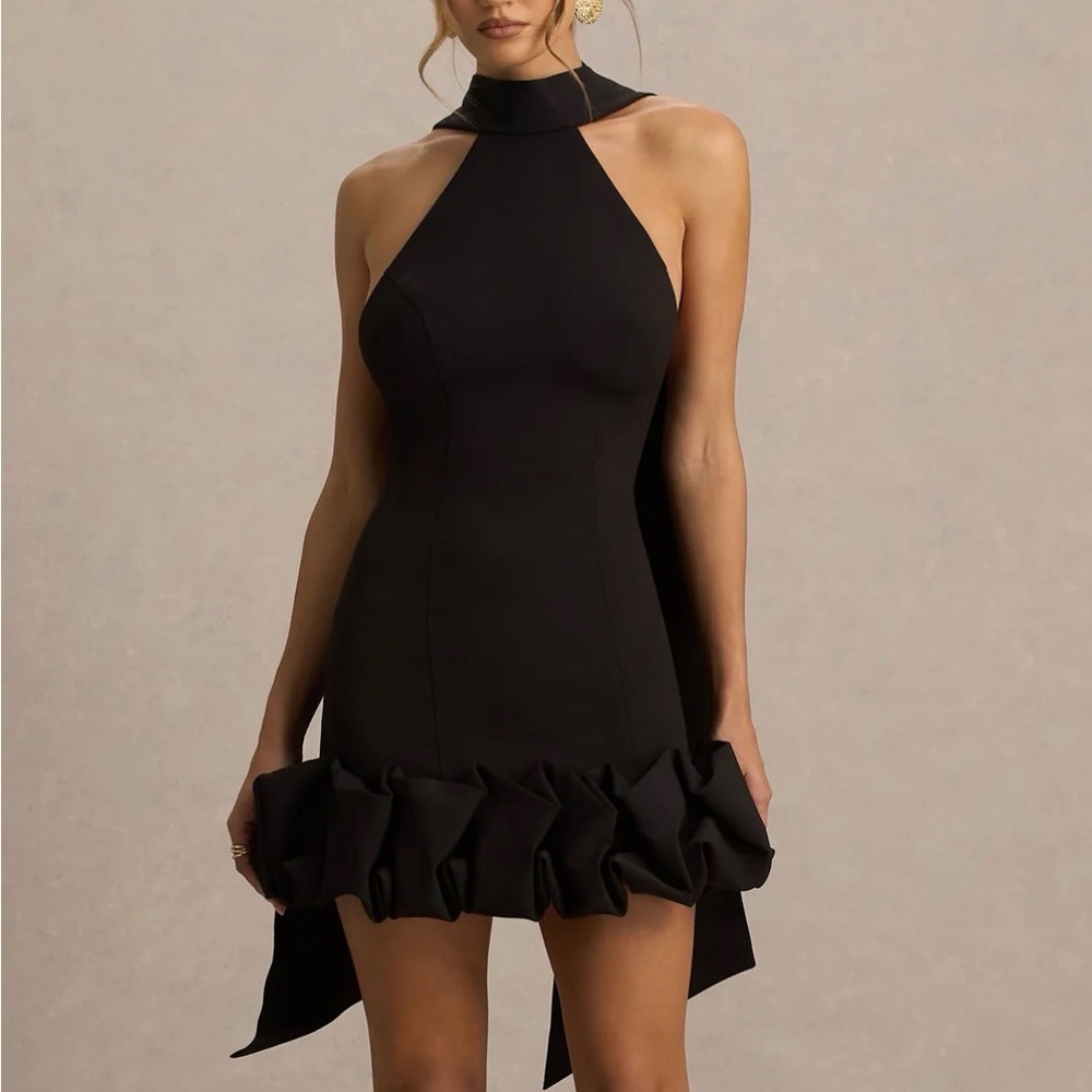 ClubL London Elegant Black Mini Dress